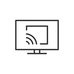 Screen Sharing, linear icon. Screen Sharing technology on TV. Line with editable stroke