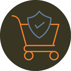 Secure Shopping Line Two Color Circle Icon