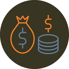 Savings Line Two Color Circle Icon