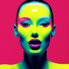 Color Art Body Art Woman closeup face with the face makeup Unique dressup style