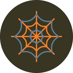 Spider Web Line Two Color Circle Icon