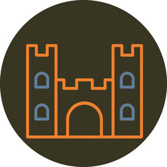Castle Line Two Color Circle Icon