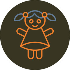 Doll Line Two Color Circle Icon