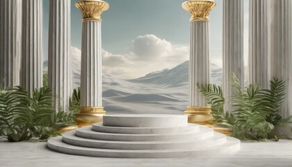 Background podium column 3d roman luxury greek white ancient display product classic.
