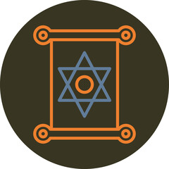 Jewish Line Two Color Circle Icon