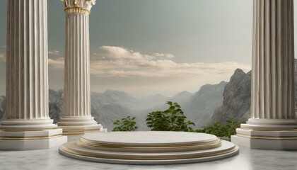 Background podium column 3d roman luxury greek white ancient display product classic.
