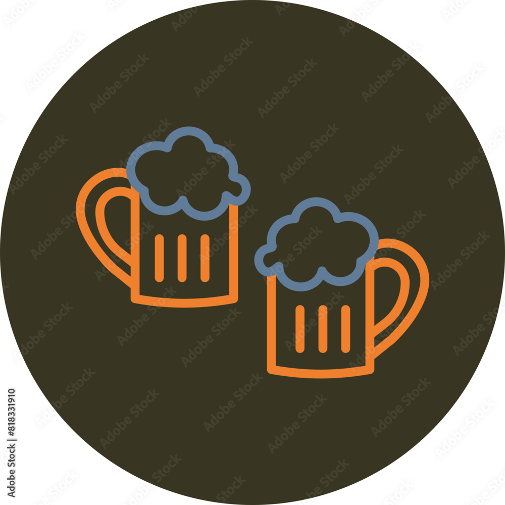 Poster beer line two color circle icon