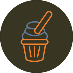 Ice Cream Line Two Color Circle Icon