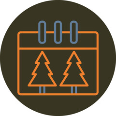 New Year Date Line Two Color Circle Icon