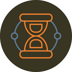 Sand Clock Line Two Color Circle Icon