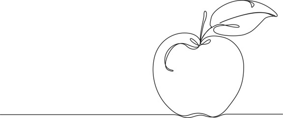 continuous single line drawing of an apple, line art vector illustration