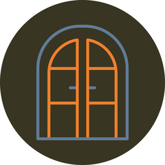 Door Line Two Color Circle Icon
