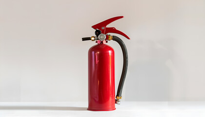 Obraz premium One red fire extinguisher on white background