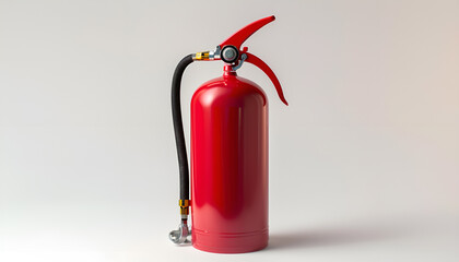 Obraz premium One red fire extinguisher on white background
