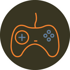 Gamepad Line Two Color Circle Icon