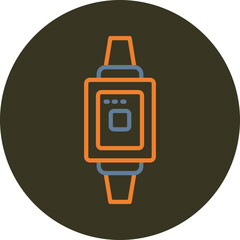 Smart Watch Line Two Color Circle Icon