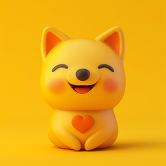 Cute smiley dog creative 3D design illustration. Kawaii doggy emoji concept illustration. Cartoon dog creative image. Raster bitmap digital art. AI artwork.	