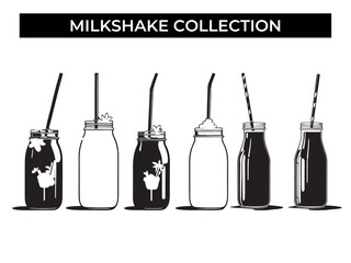 Line Up of Milk Bottles With Straws