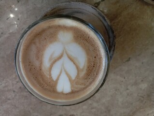 Set of paper take away cups of different coffee latte or cappuccino isolated on white background, top view