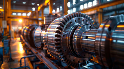 High precision heavy machinery used in manufacturing inside a modern industrial factory setting.