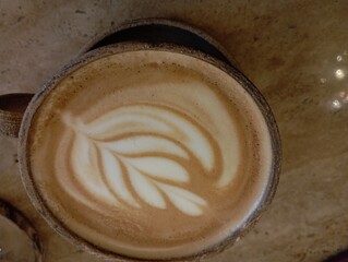 Set of paper take away cups of different coffee latte or cappuccino isolated on white background, top view