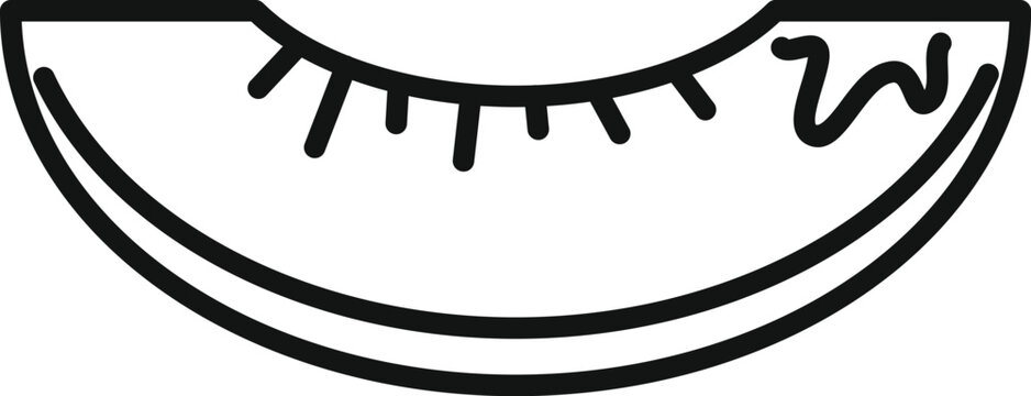 recommend clip art: Simplistic line drawing of a watermelon slice in monochrome, perfect for coloring activities or minimalist designs