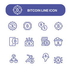 bitcoin vector line icon  set , crypto vector icon , cryptocurrency lined icon , finance vector icon