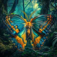 closeup of a huge butterfly in a forest