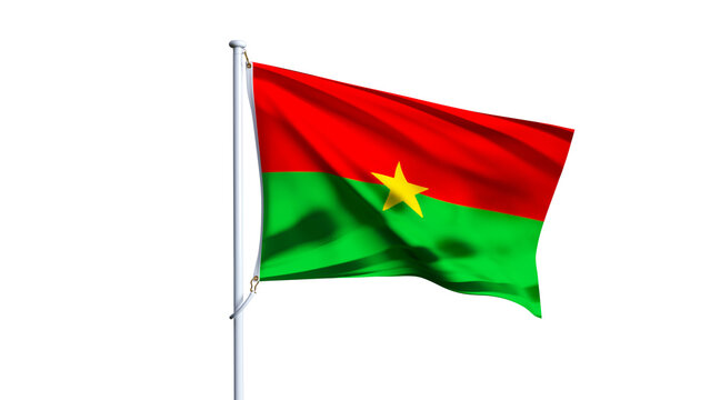 Waving flag of burkina faso isolated on transparent background.
