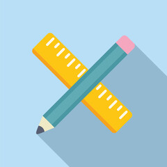 Flat design vector illustration of a ruler and pencil, symbolizing planning, design, and education