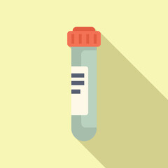 Flat design vector illustration of a vacutainer blood collection tube with shadow