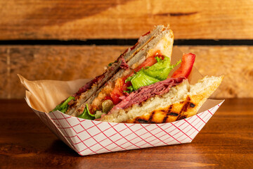 Grilled pastrami sandwich
