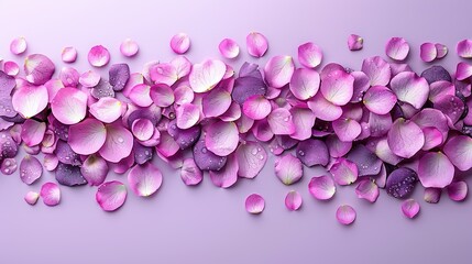 Fototapeta premium A macro shot of several vibrant blossoms against a lavender backdrop, adorned with droplets