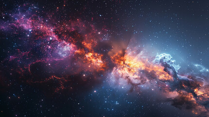Fototapeta premium Capturing the Splendor A Landscape Photo of a Colorful Space Galaxy in Stunning Detail