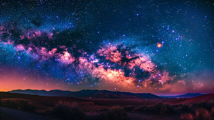 Fototapeta premium Capturing the Splendor A Landscape Photo of a Colorful Space Galaxy in Stunning Detail