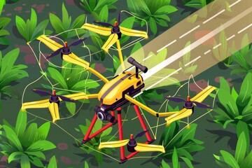 Eco friendly crop monitoring in blooming fields is enhanced by drone technology, supporting sustainable horticulture and modern farming