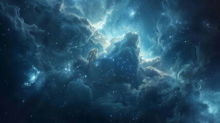 Fototapeta premium Ethereal Space Gas Clouds Capturing the Mystical Beauty of Celestial Phenomena Through Astrophotography