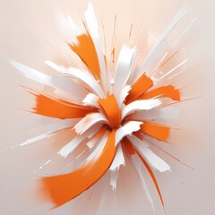 Abstract Painting with Brushstrokes and Explosions of Color orange and white