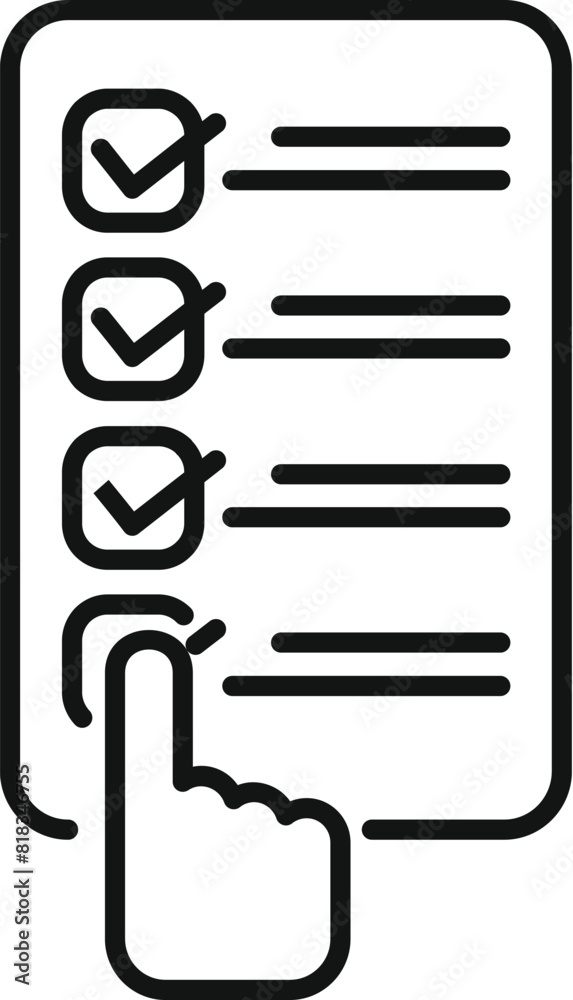 Poster vector illustration of a hand cursor selecting checkboxes on a linear checklist