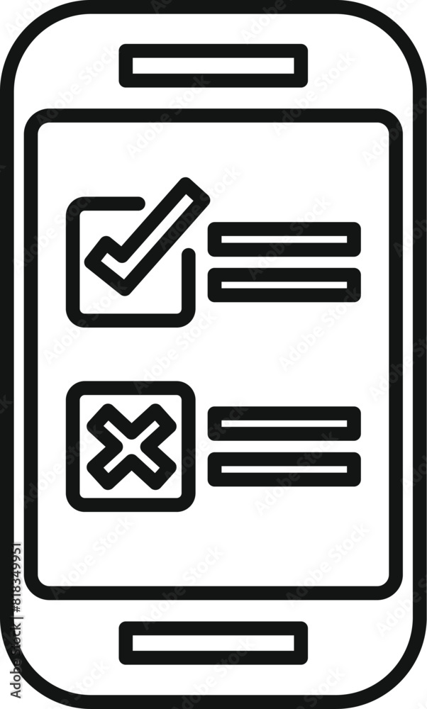Poster mobile survey vector icon for user experience feedback form and online data collection on smartphone
