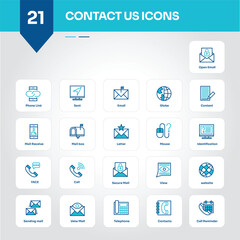 Contact Us Icons Collection Essential Set of Call, Message, Support, Phone, Email, Chat, Help, Communication, Inquiry, Service - Editable Vector Icons