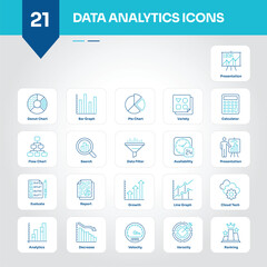 Data Analytics Icons Collection Insightful Set of Chart, Graph, Report, Analysis, Insights, Metrics, Statistics, Dashboard, Trends, Visualization - Editable Vector Icons