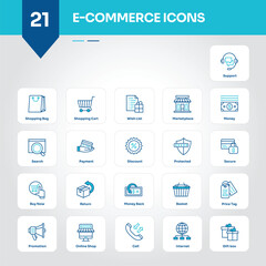 E-commerce Icons Collection Dynamic Set of Cart, Shop, Buy, Sale, Store, Online, Payment, Checkout, Retail, Product - Editable Vector Icons