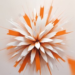 Extreme Flowers Painting: Half Bloom, Half Brushstroke orange and white