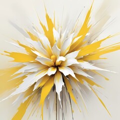 Extreme Flowers Painting: Half Bloom, Half Brushstroke yellow and white