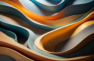 Abstract, earthy design with smooth, glossy shapes, light and shadow play, generative ai