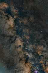 Milky way close up view with nebulae