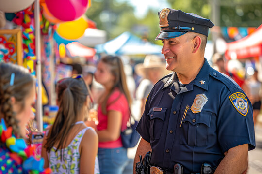 Police Officer Interacting at Community Fair