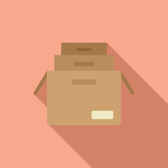 Flat design illustration of an open cardboard box, ideal for moving or delivery concepts