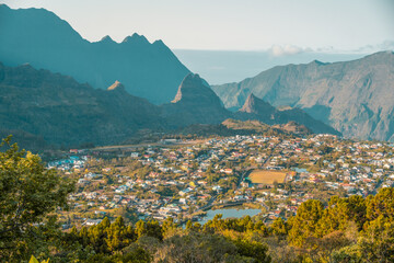 La Roche Merveilleuse view over Cilaos, Reunion - France